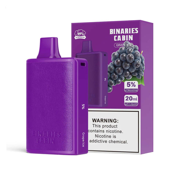 30944124043329 Binaries Cabin Disposable 10,000 Puffs - Grape Ice 5%