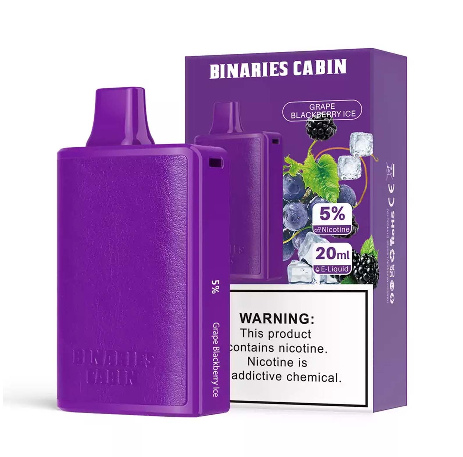 Grape Blackberry Ice 5% Binaries Cabin Disposable 10,000 Puffs