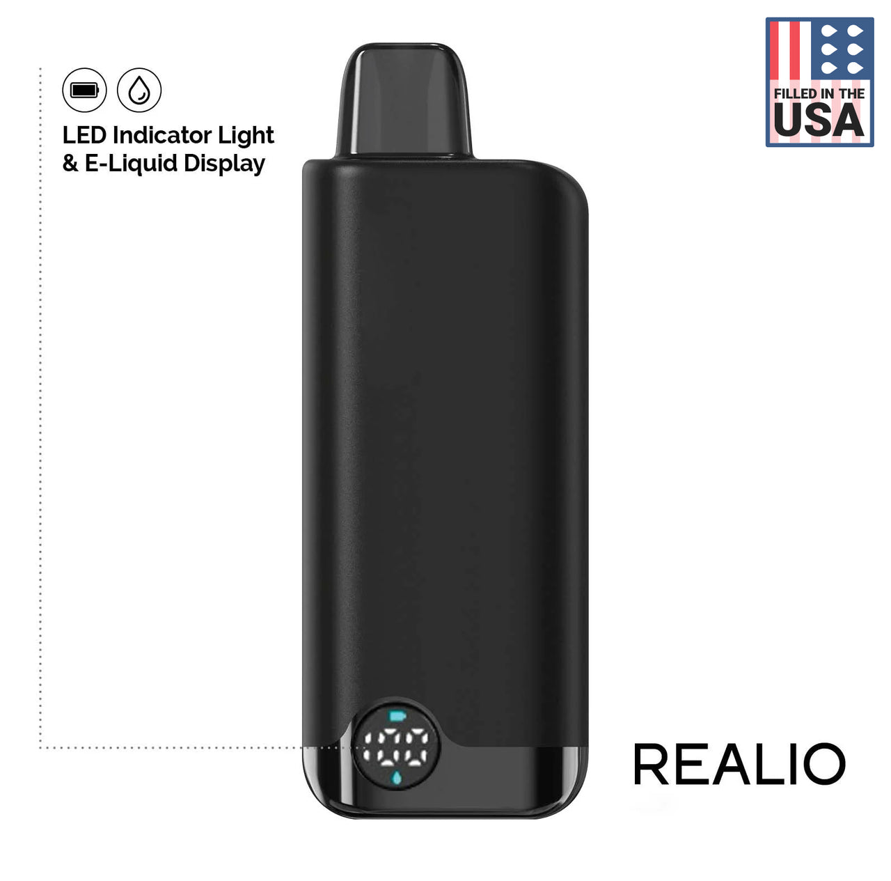 REALIO 2% or 5%- 5000 Real Puffs-Rechargeable-Crafted Flavors-Icy & Non Icy-USA Flavors