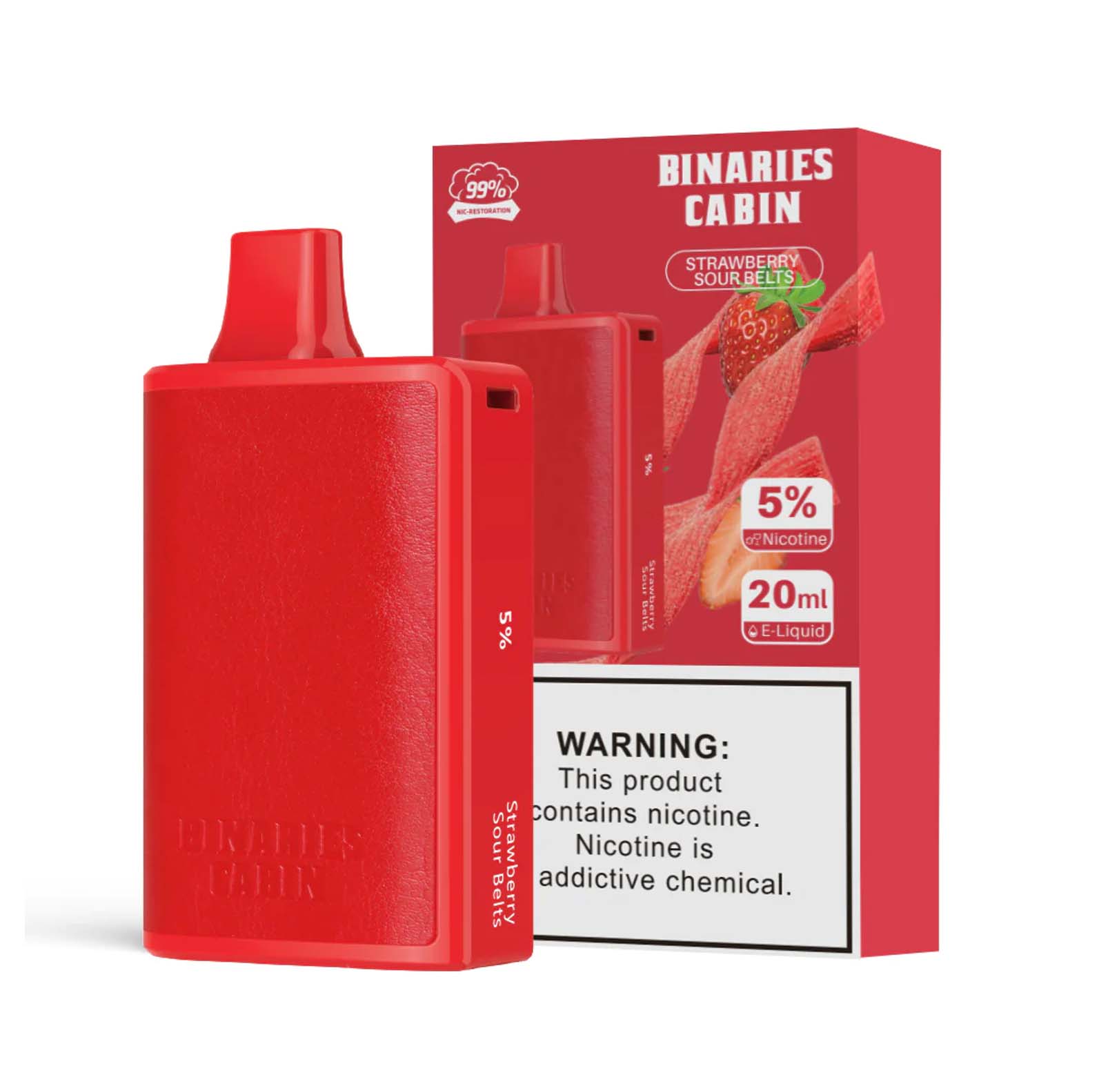 Binaries Cabin Disposable 10,000 Puffs - Strawberry Sour Belts (5% only)