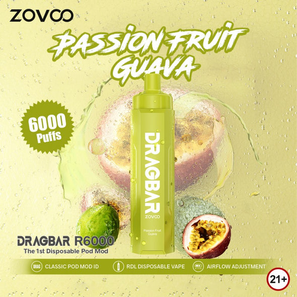 ZOVOO Dragbar 6000 Puffs 3mg - Passion Fruit Guava