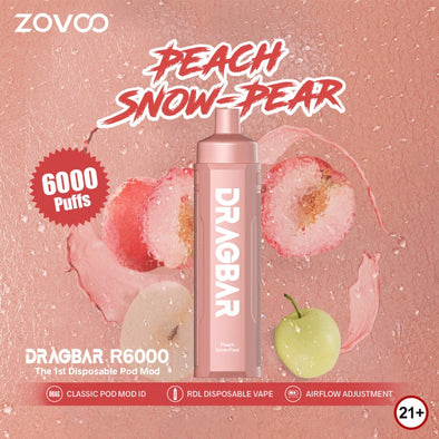 ZOVOO Dragbar 6000 Puffs 3mg - Peach Snow-Pear