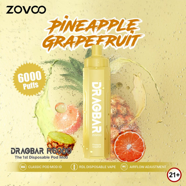ZOVOO Dragbar 6000 Puffs 3mg - Pineapple Grapefruit 